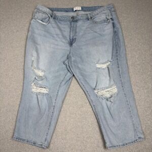 Lane Bryant Womens Size 22 Mid Rise Boyfriend Capri Jeans Light Wash Distressed